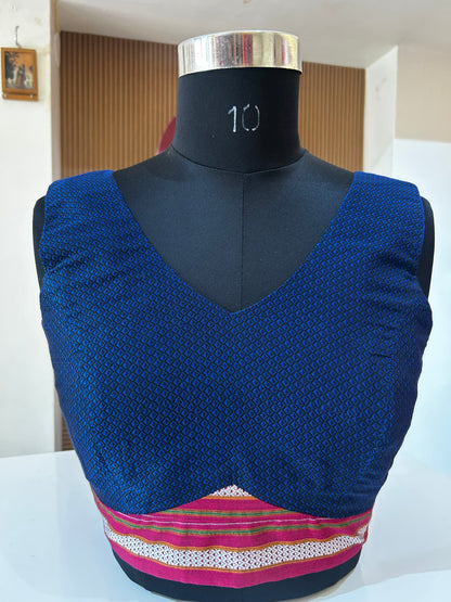 Blue Sleeveless Ilkal Blouse