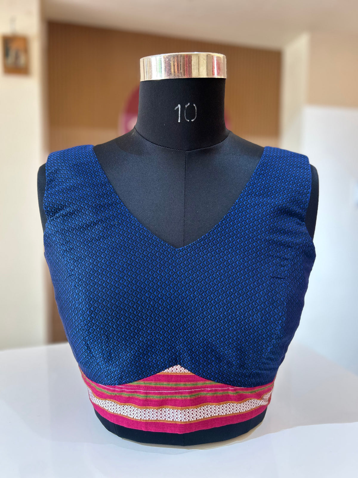 Blue Sleeveless Ilkal Blouse