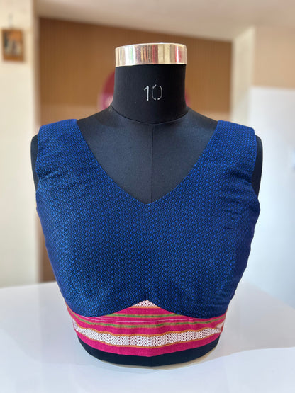 Blue Sleeveless Ilkal Blouse