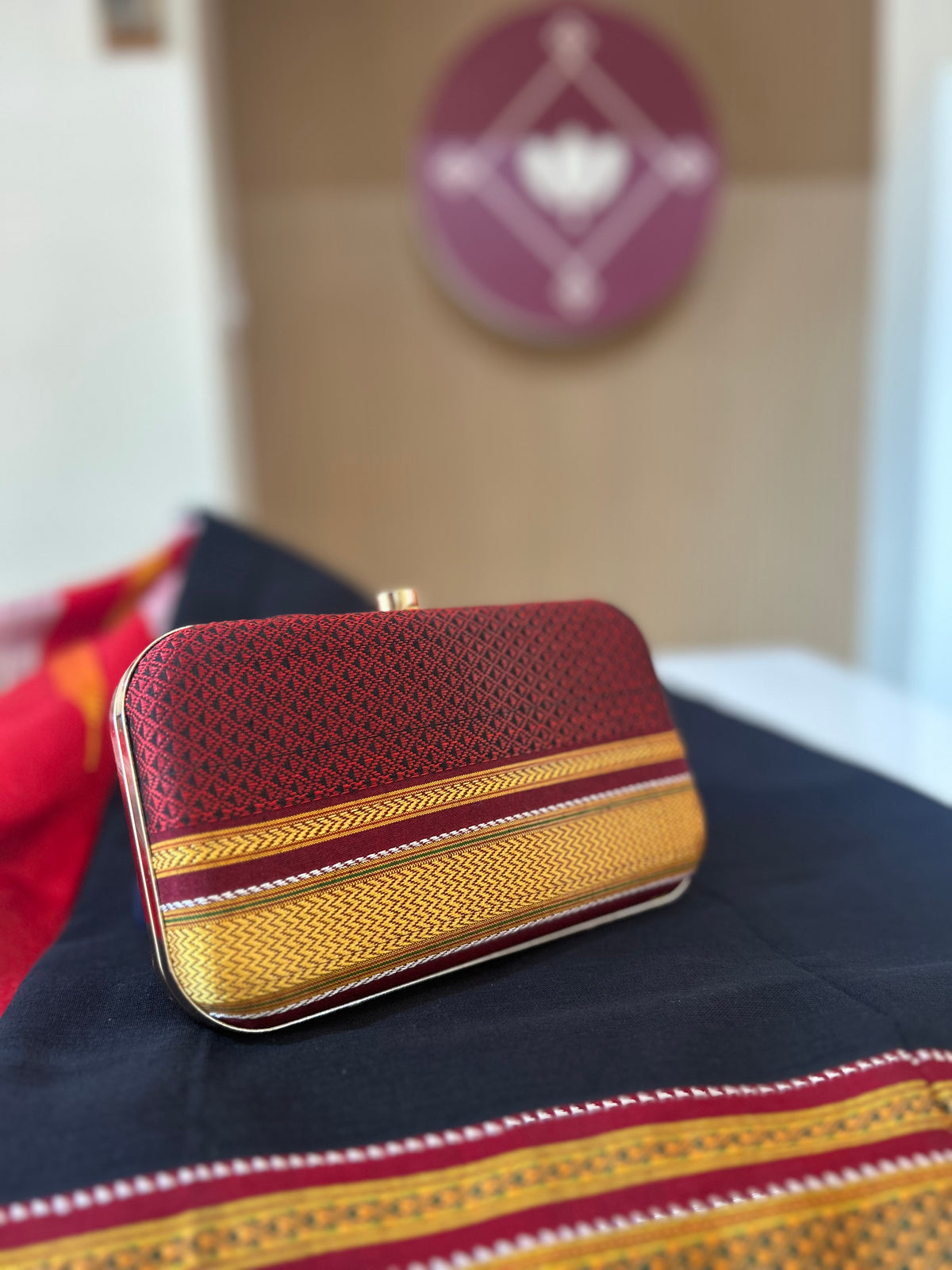 Maroon Red Ilkal Clutch