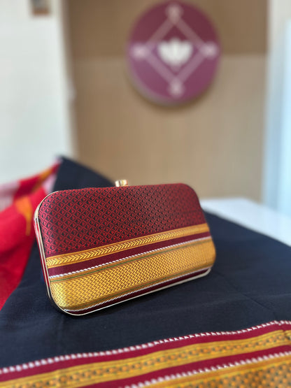 Maroon Red Ilkal Clutch