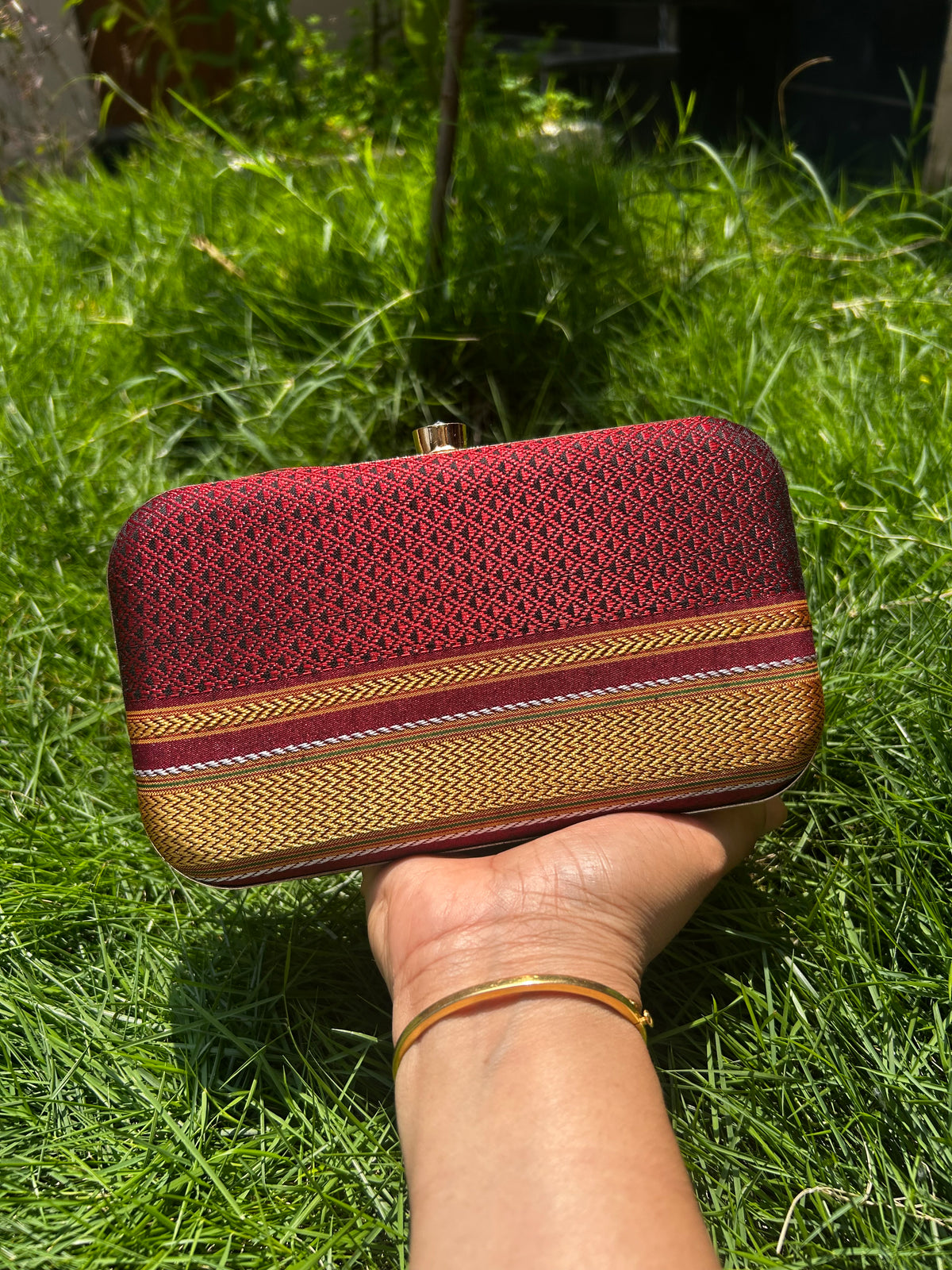 Maroon Red Ilkal Clutch