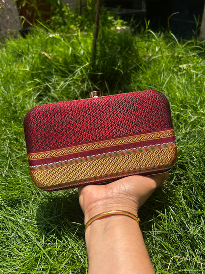 Maroon Red Ilkal Clutch