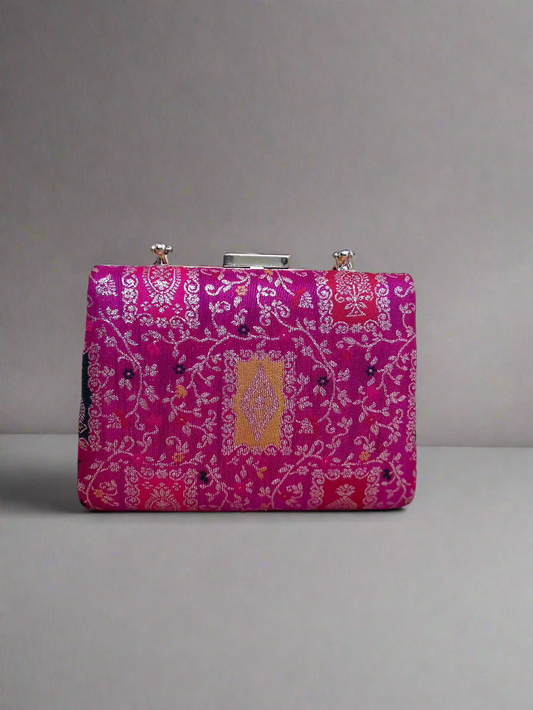 Pink Brocade Clutch-Alankrutha