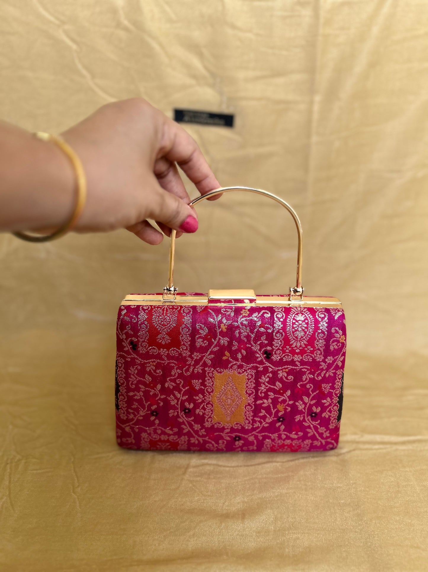 Pink Brocade Clutch