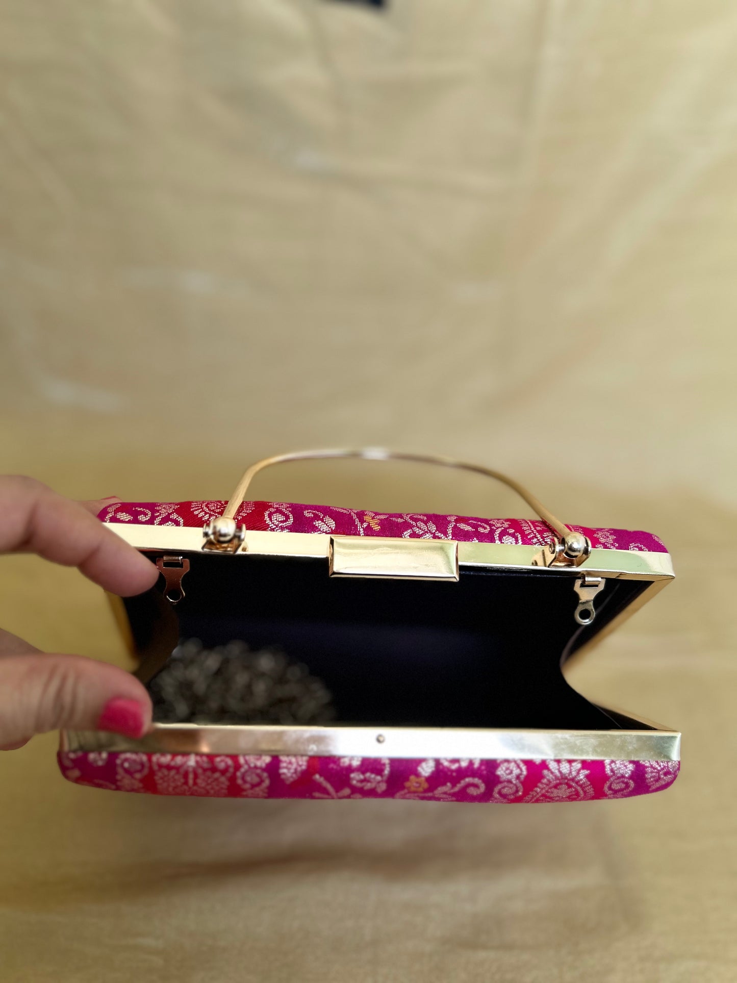 Pink Brocade Clutch