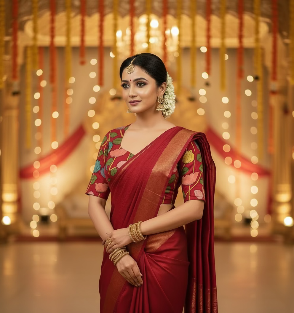 red kalamakri blouse for sale-Alankrutha