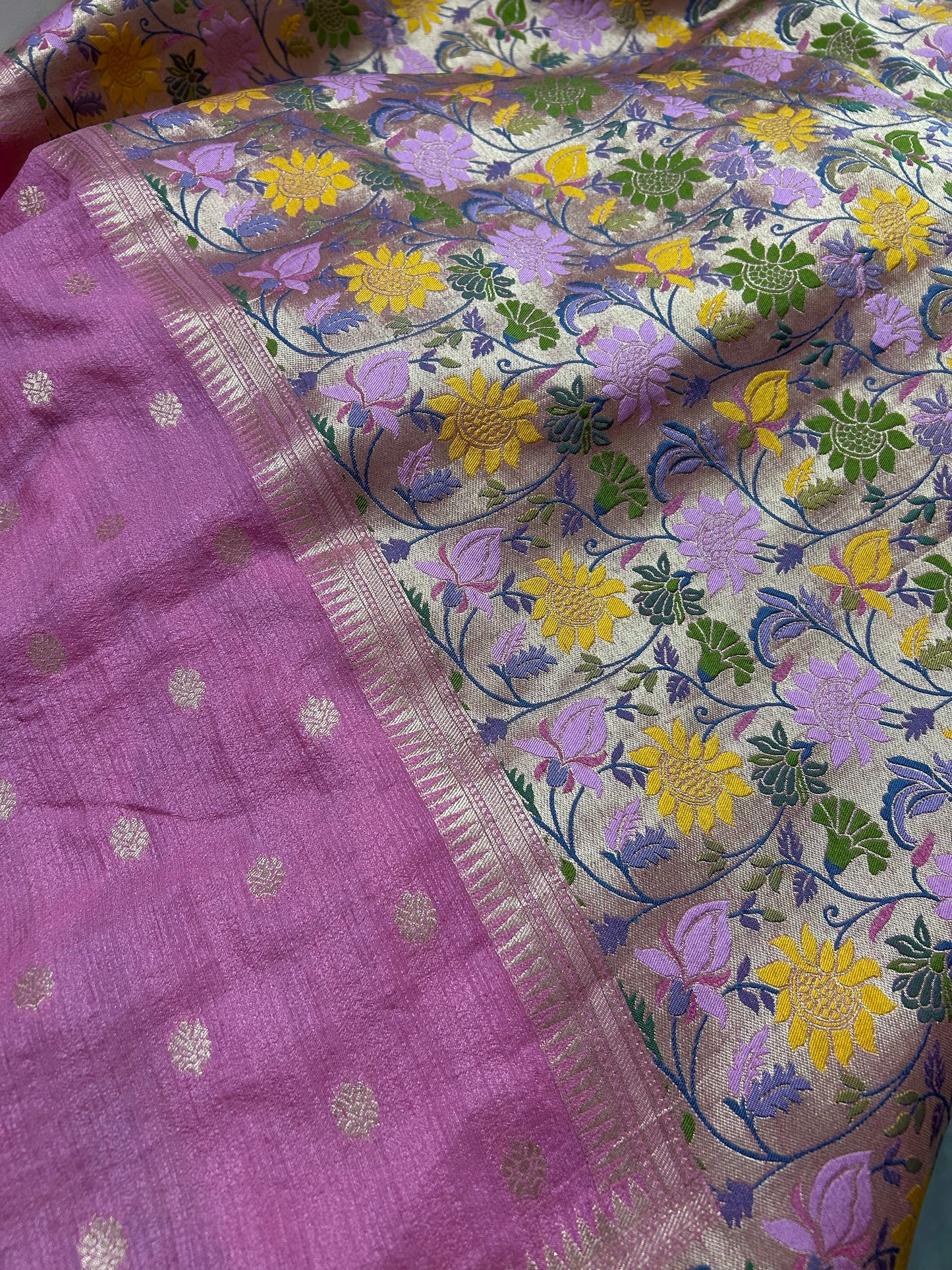 Semi Tussar with paithani border