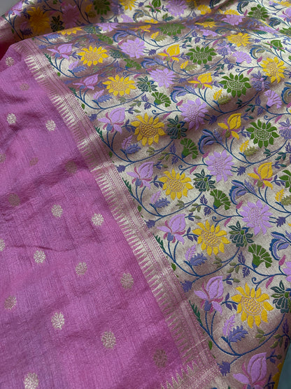 Semi Tussar with paithani border