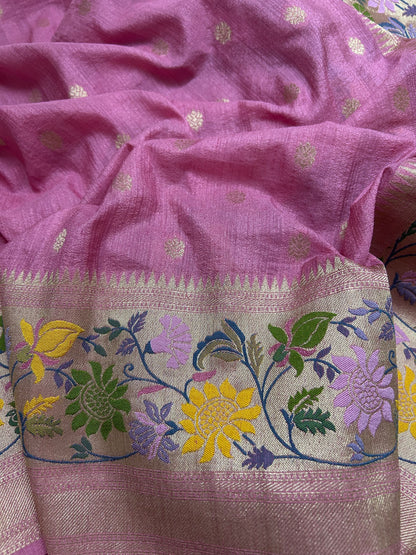 Semi Tussar with paithani border