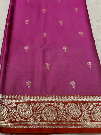 Designer Mashru silk saree with contrast border and blouse fabric