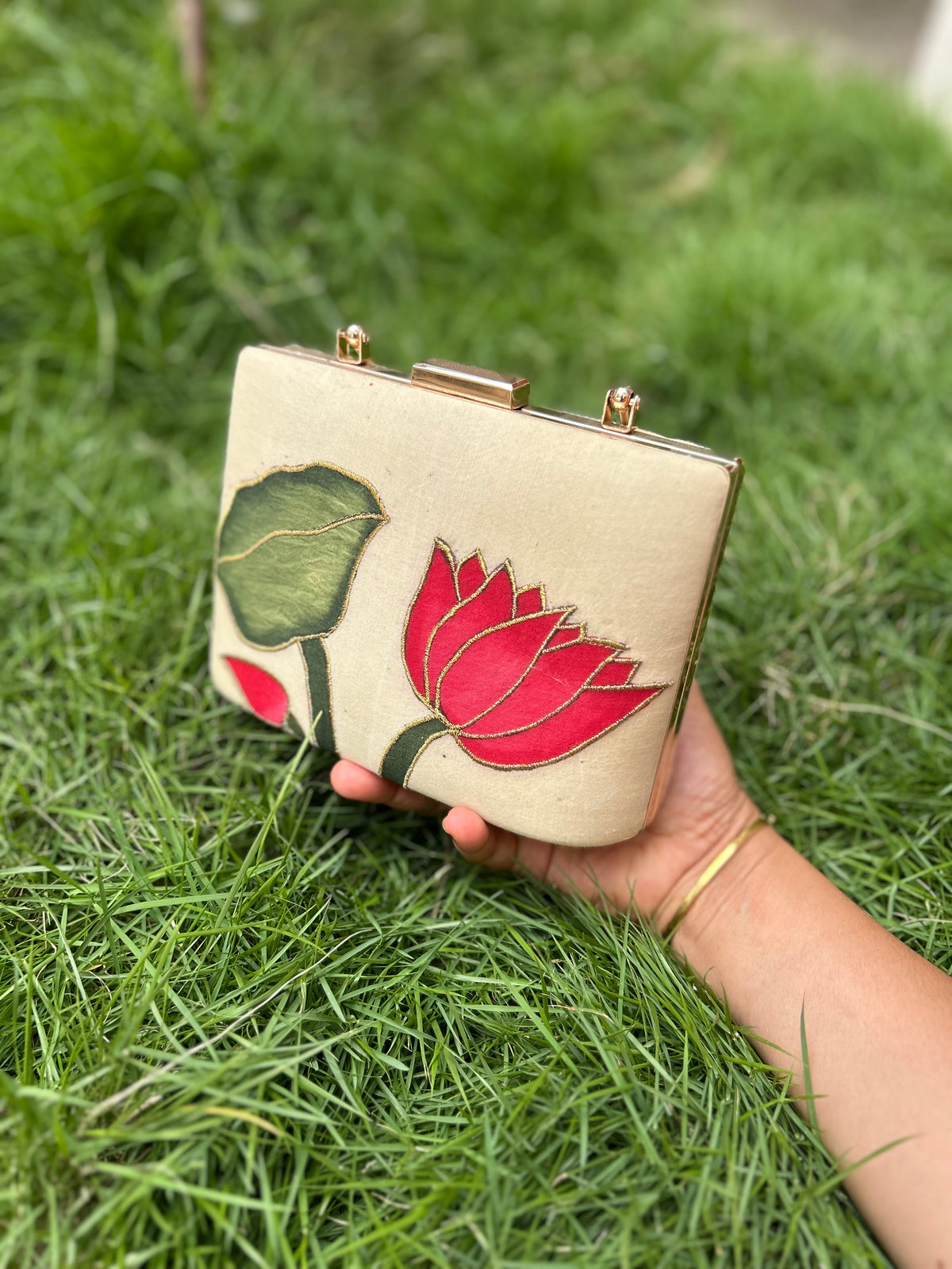 Pen Pichwai Embroidered Clutch