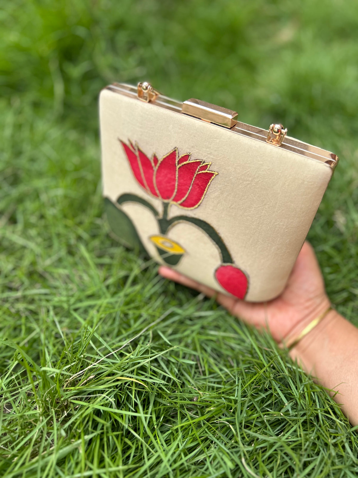 Pen Pichwai Embroidered Clutch