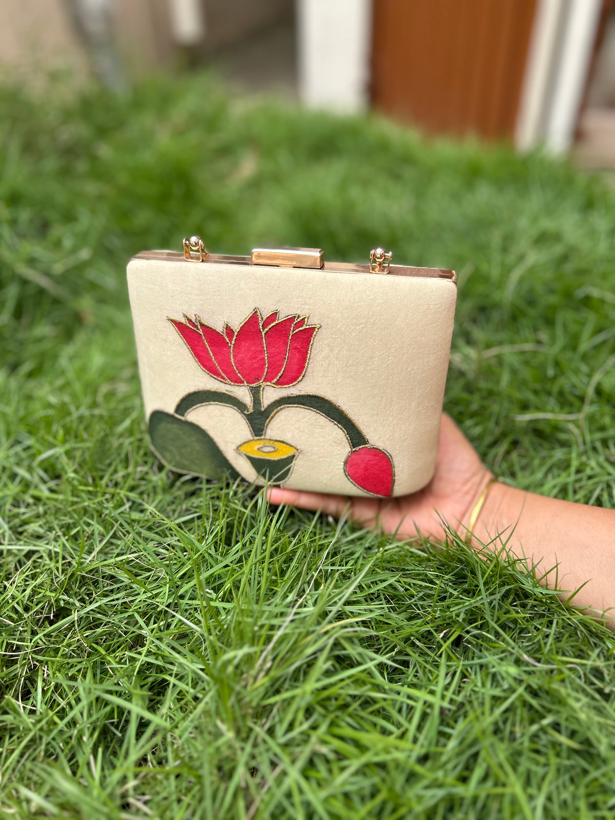 Pen Pichwai Embroidered Clutch