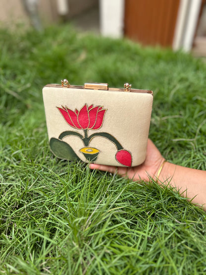 Pen Pichwai Embroidered Clutch