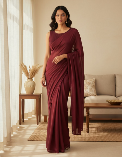 Maroon red sleeveless blouse-Alamkrutha