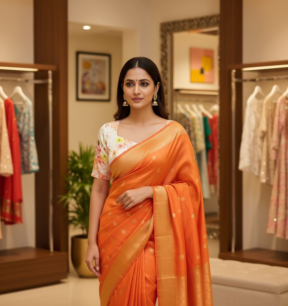 Floral Japan Satin Blouse