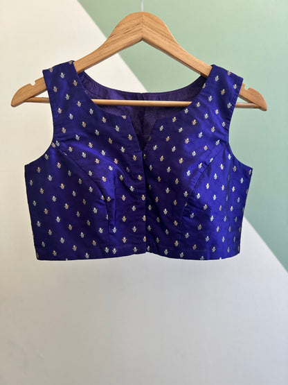 Brocade sona roopa motifs sleeveless blouse