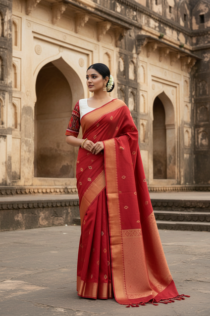 red patola blouse-Alankrutha