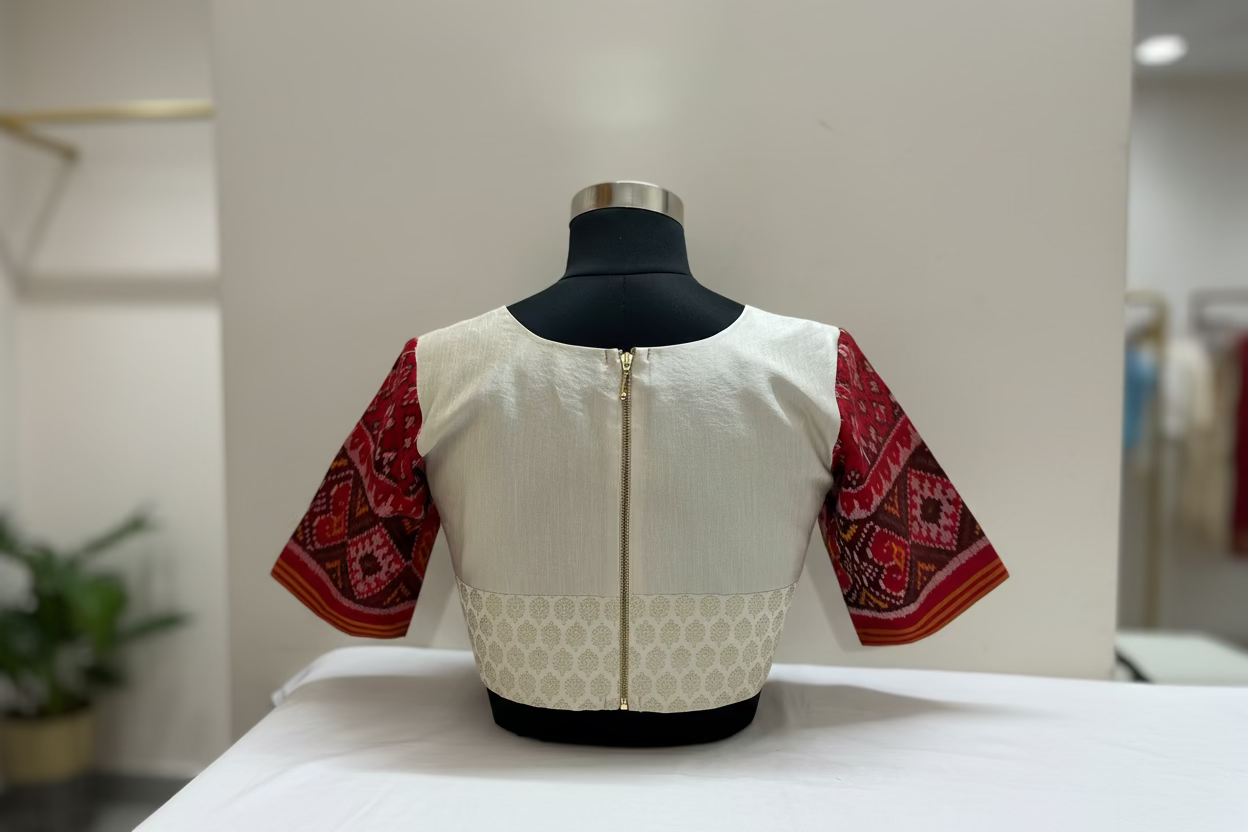red patan patola blouse-Alankrutha