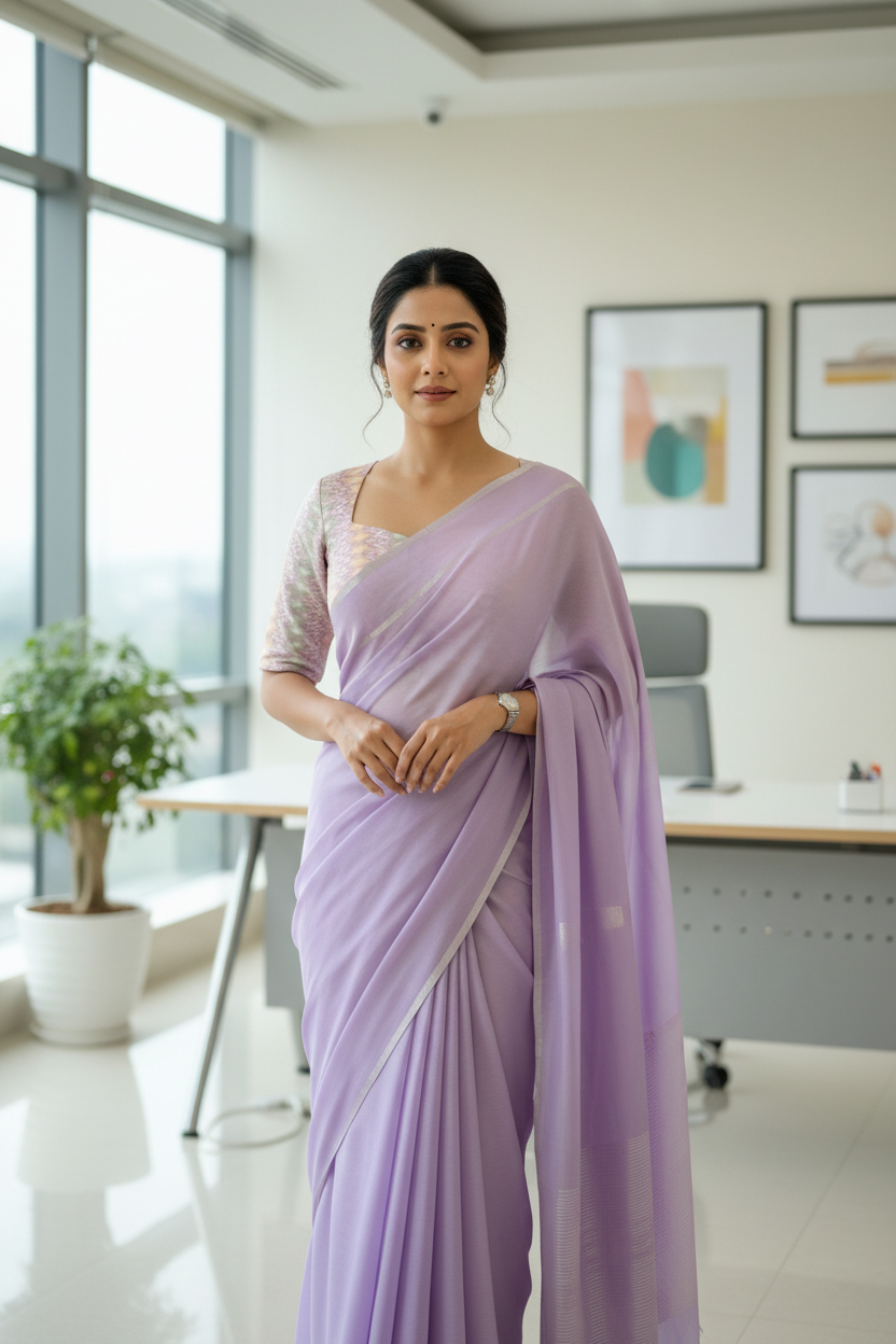 Lavendar Pochampally Rawsilk Blouse