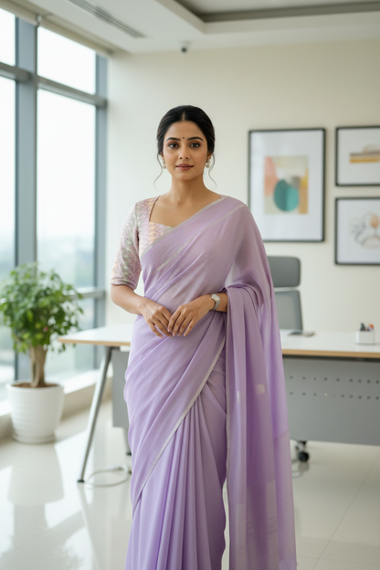 Lavendar Pochampally Rawsilk Blouse