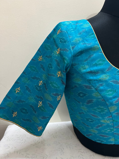 Rama Green Pochampally Rawsilk Blouse with embroidery