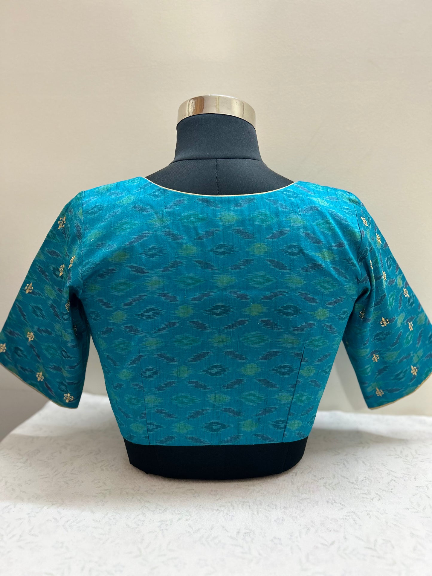 Rama Green Pochampally Rawsilk Blouse with embroidery