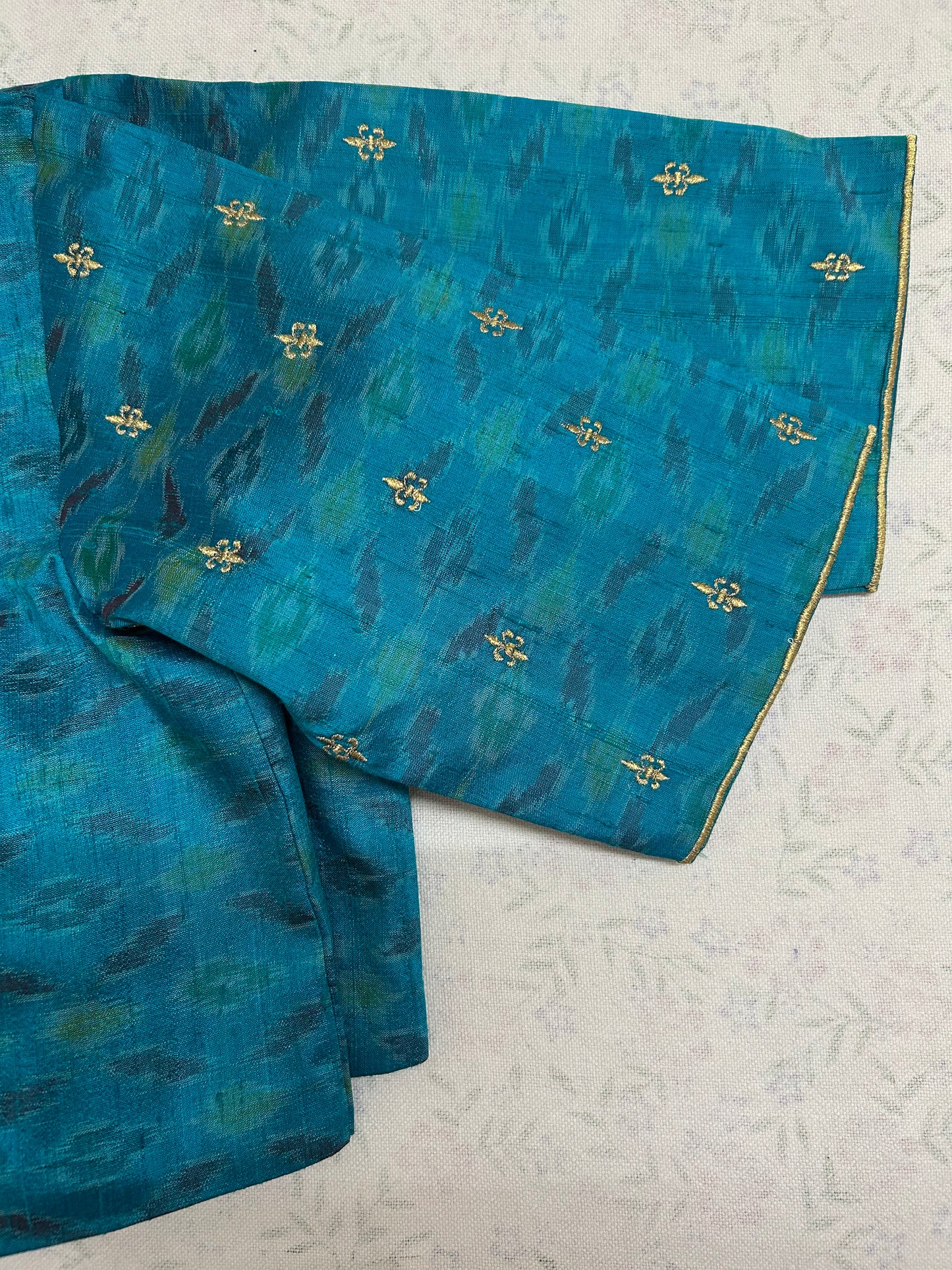 Rama Green Pochampally Rawsilk Blouse with embroidery