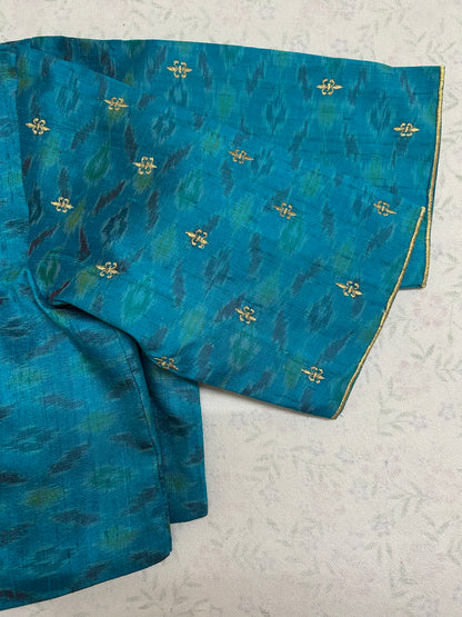 Rama Green Pochampally Rawsilk Blouse with embroidery