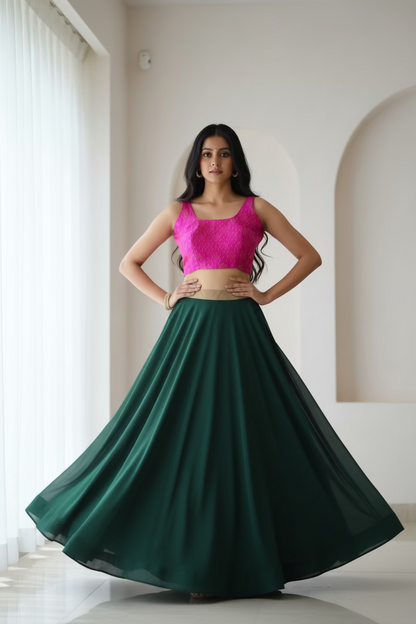 Sleeveless Fuchsia Pink Pochampally  Raw Silk Blouse