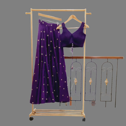 Purple Gaji Silk Lehenga Set - Sold- Can be Made on Pre Order