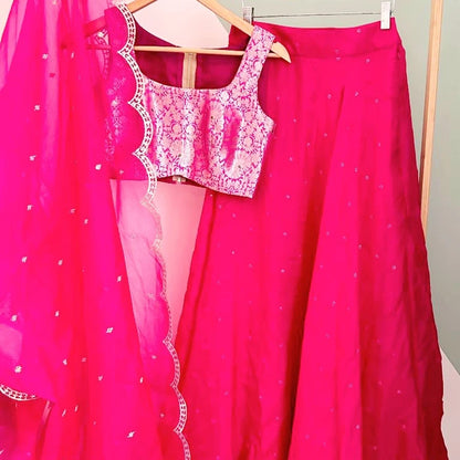 Pink Organza Lehenga Set - Sold- Can be Made on Pre Order