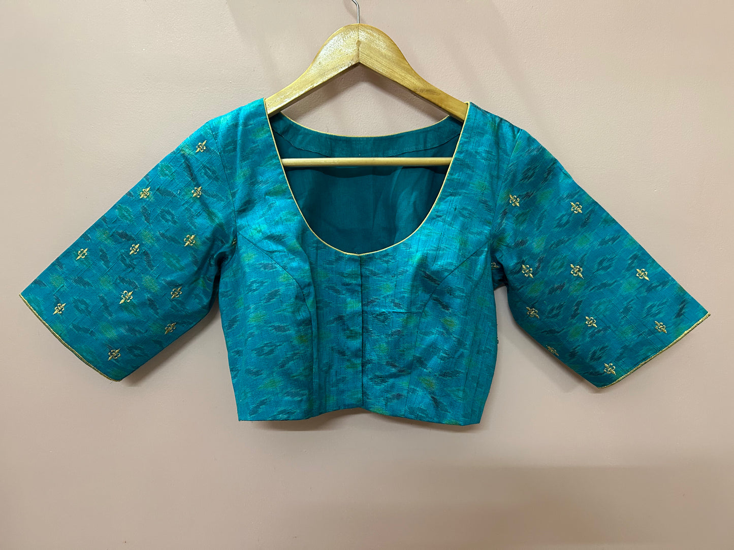 Rama Green Pochampally Rawsilk Blouse with embroidery