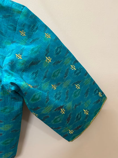 Rama Green Pochampally Rawsilk Blouse with embroidery