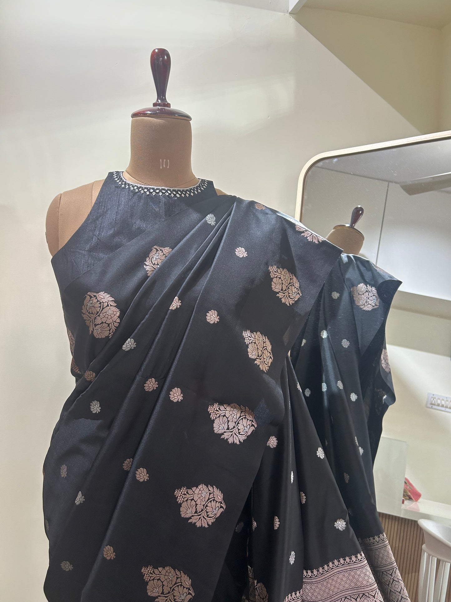 Semi Raw Mango Banaras saree with blouse fabric