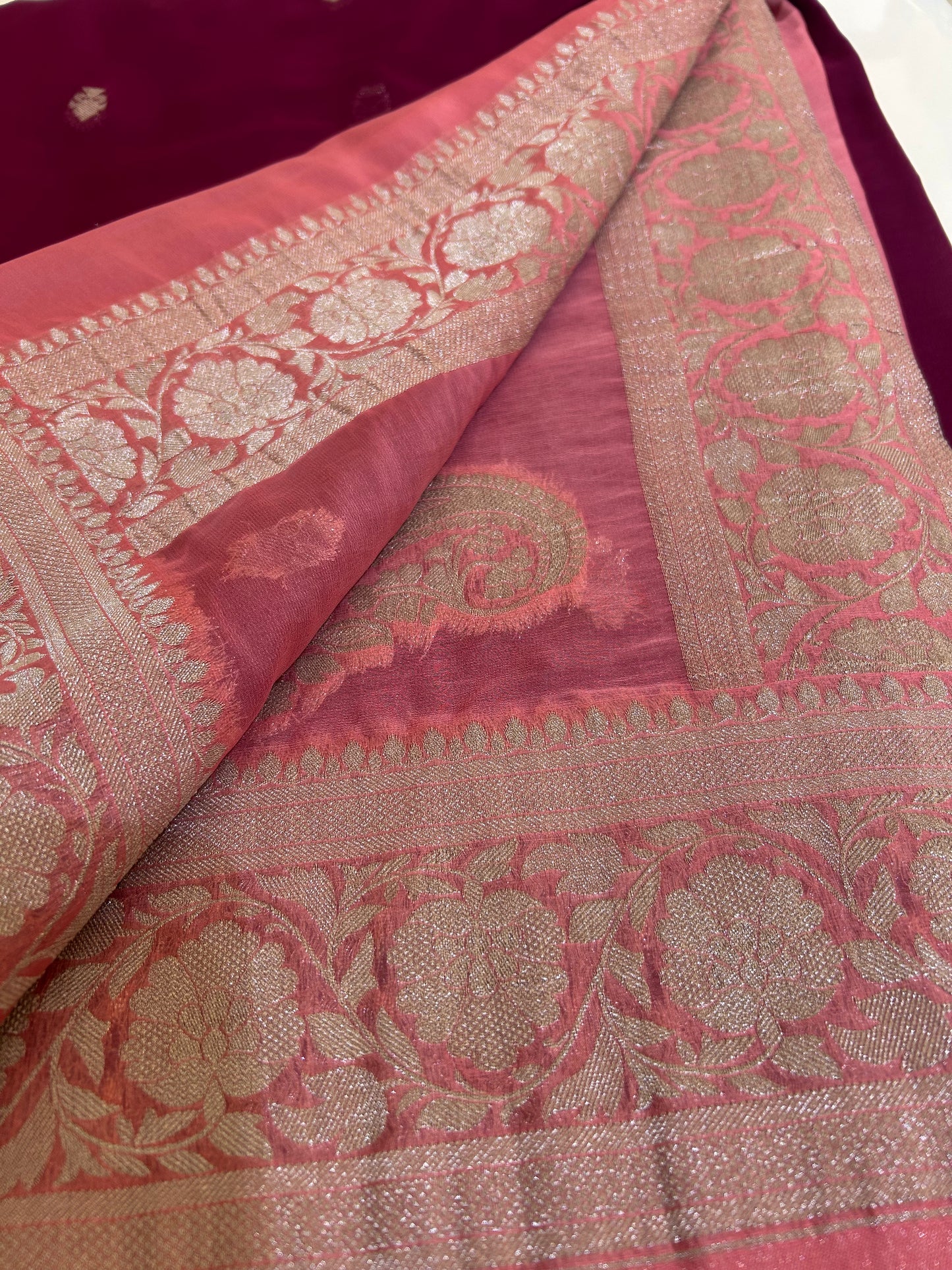 Semi Khaddi Georgette Banaras saree