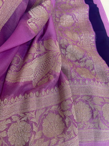 Semi Khaddi Georgette Banaras saree