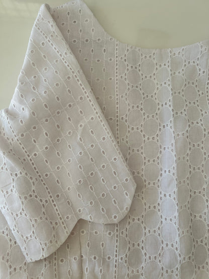 White Multi design Hakoba Blouse
