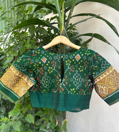 Green Patan Patola Silk  Blouse