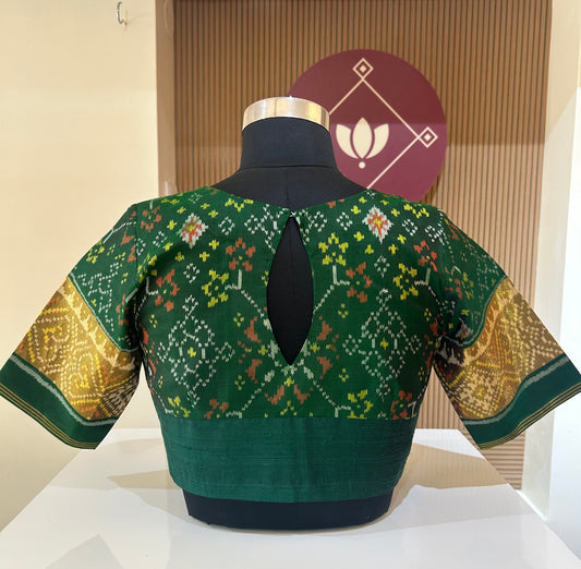 Green Patan Patola Silk  Blouse
