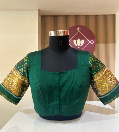 Green Patan Patola Silk  Blouse