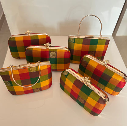 Palam Kanchi silk Checks Clutch