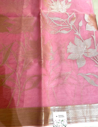 Pink Organza Saree