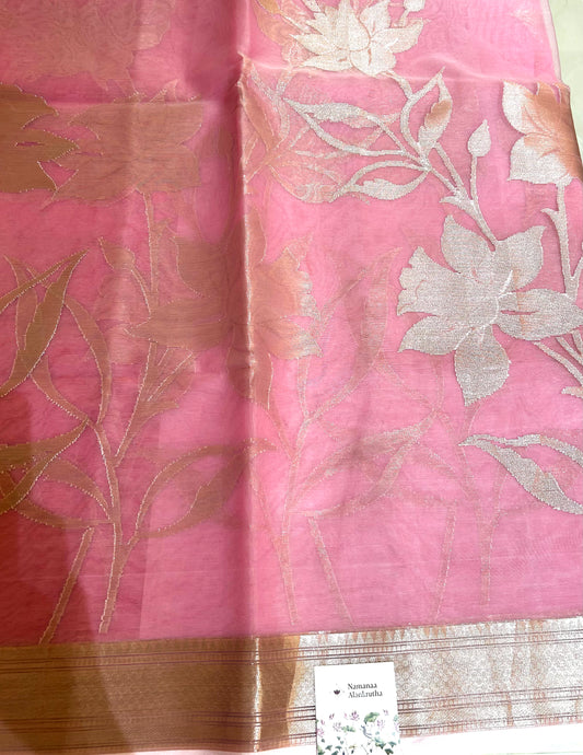 Pink Organza Saree
