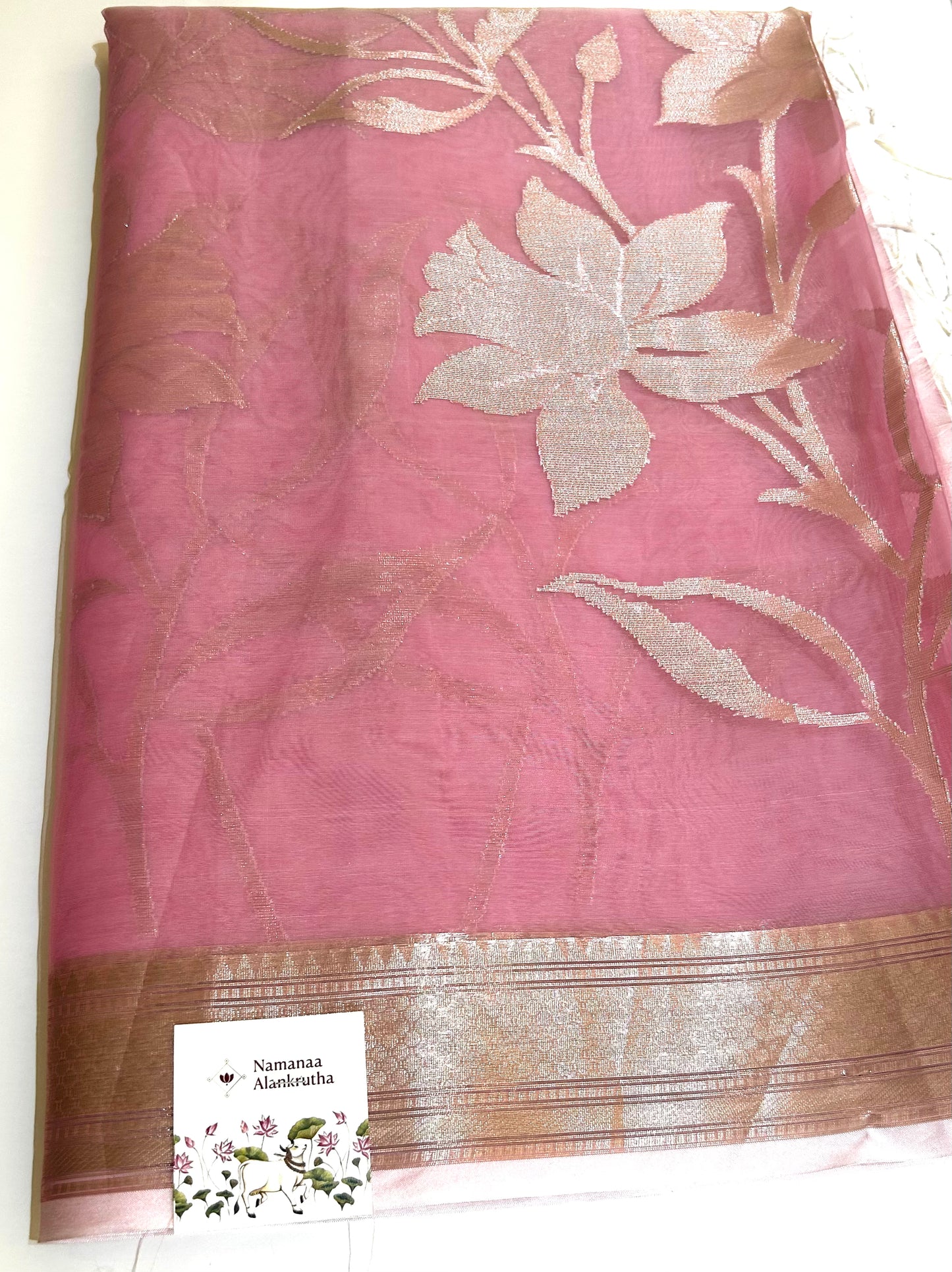 Pink Organza Saree
