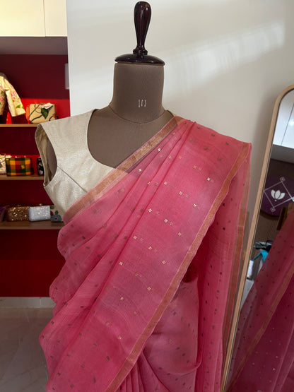 Sequins Jamdani Silk Saree - alankrutha