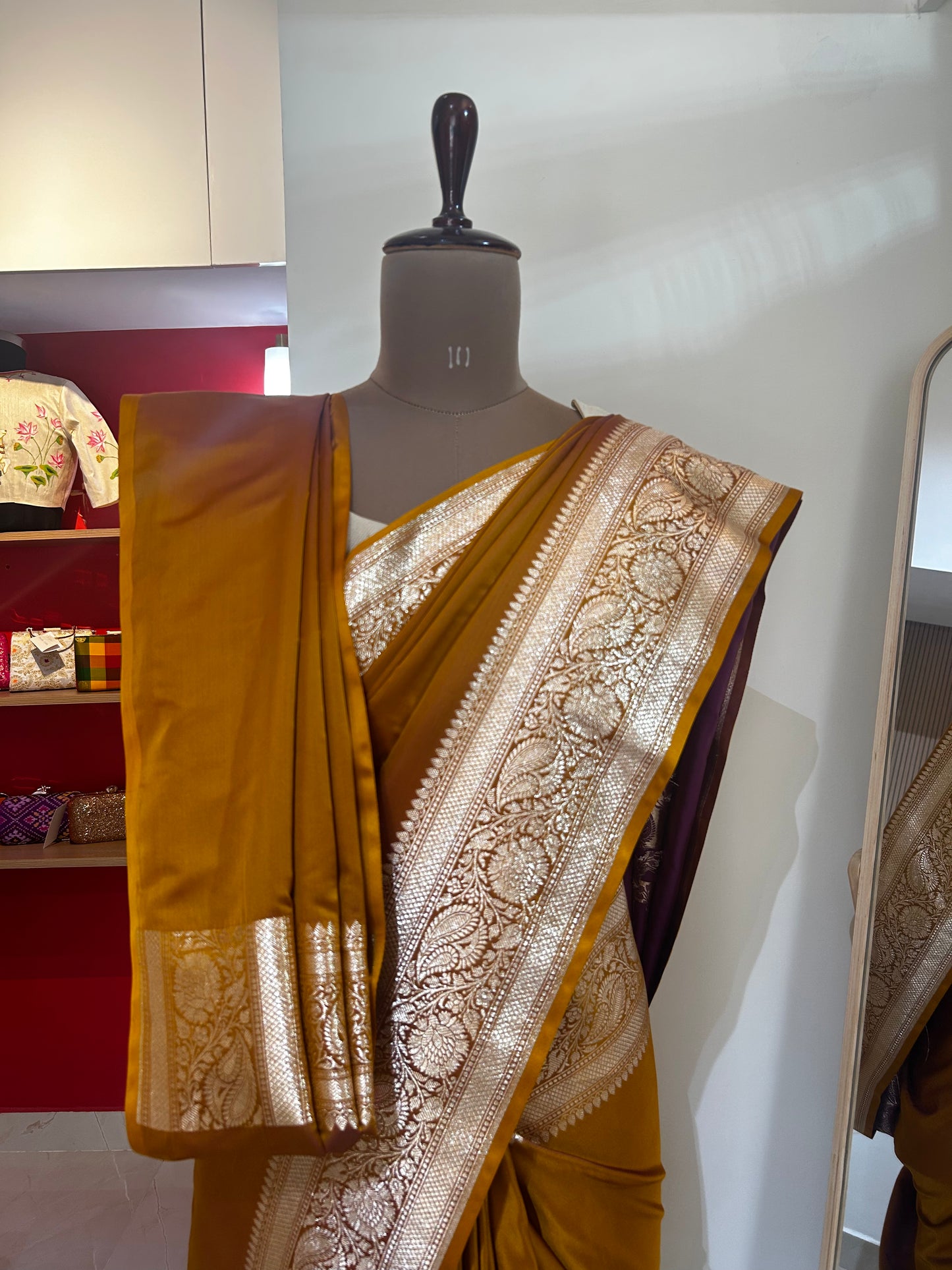 Designer Mashru silk saree with matching blouse fabric