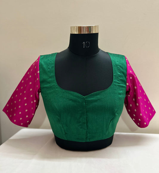 Dual combination Green and Pink Blouse