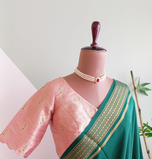 Peach Brocade Blouse-Alankrutha